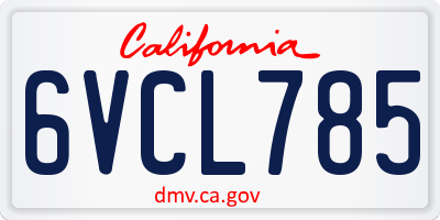 CA license plate 6VCL785