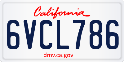 CA license plate 6VCL786