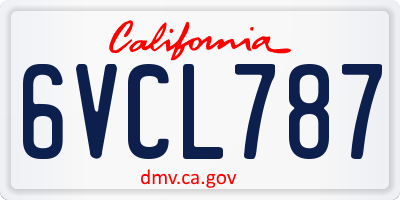 CA license plate 6VCL787