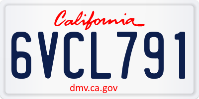 CA license plate 6VCL791