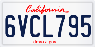 CA license plate 6VCL795