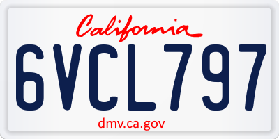 CA license plate 6VCL797