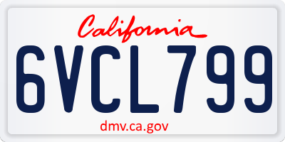CA license plate 6VCL799