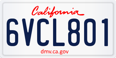 CA license plate 6VCL801