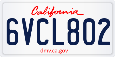 CA license plate 6VCL802