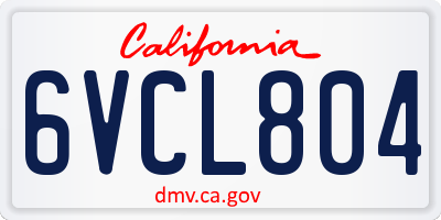 CA license plate 6VCL804