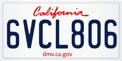 CA license plate 6VCL806