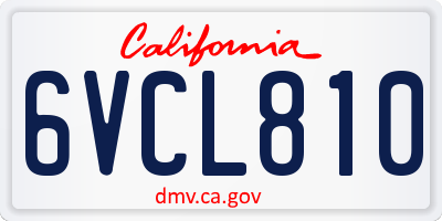 CA license plate 6VCL810