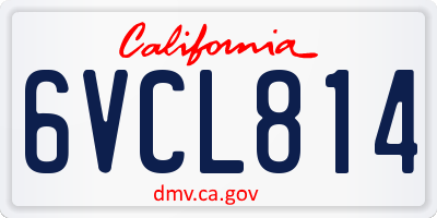 CA license plate 6VCL814