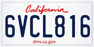 CA license plate 6VCL816