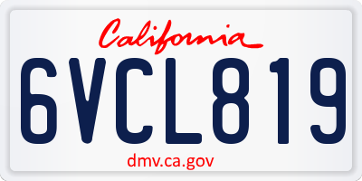 CA license plate 6VCL819