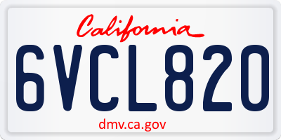 CA license plate 6VCL820
