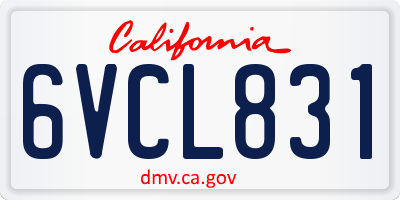 CA license plate 6VCL831