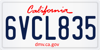 CA license plate 6VCL835