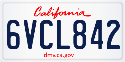 CA license plate 6VCL842