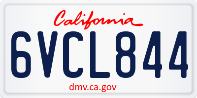 CA license plate 6VCL844