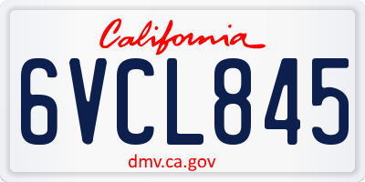 CA license plate 6VCL845