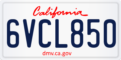 CA license plate 6VCL850