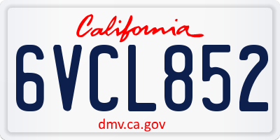 CA license plate 6VCL852