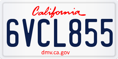 CA license plate 6VCL855
