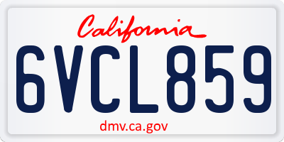 CA license plate 6VCL859