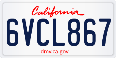 CA license plate 6VCL867