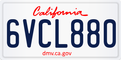 CA license plate 6VCL880