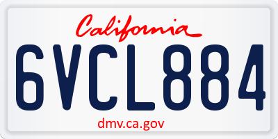 CA license plate 6VCL884