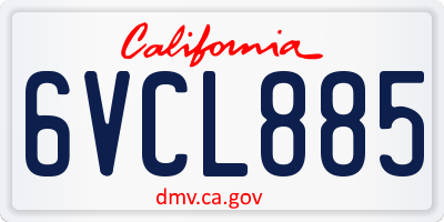 CA license plate 6VCL885