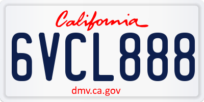 CA license plate 6VCL888