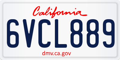 CA license plate 6VCL889