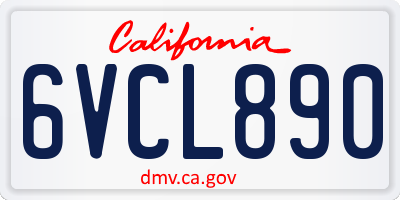 CA license plate 6VCL890