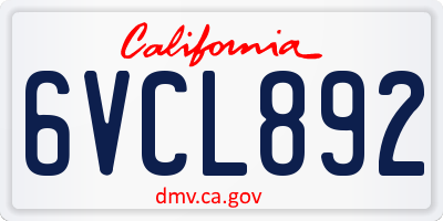 CA license plate 6VCL892