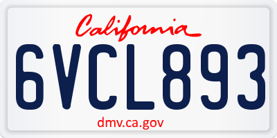 CA license plate 6VCL893
