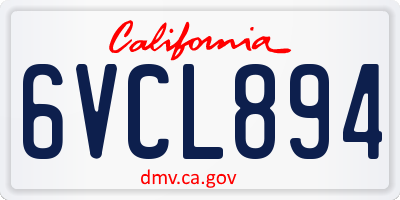CA license plate 6VCL894