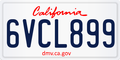 CA license plate 6VCL899