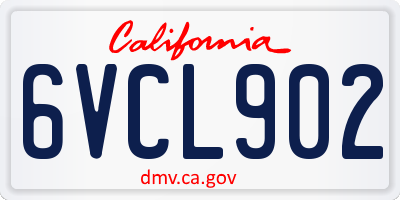 CA license plate 6VCL902