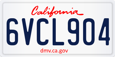 CA license plate 6VCL904