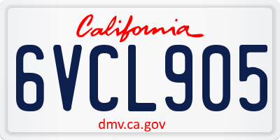 CA license plate 6VCL905
