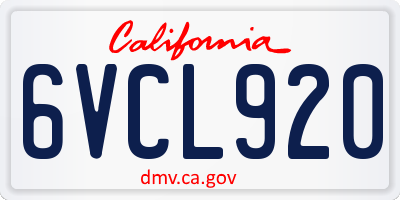 CA license plate 6VCL920