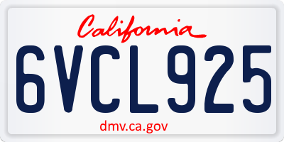 CA license plate 6VCL925