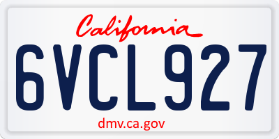 CA license plate 6VCL927