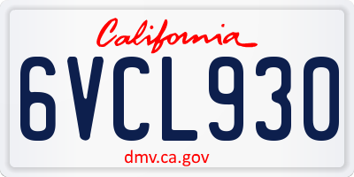 CA license plate 6VCL930