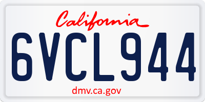 CA license plate 6VCL944
