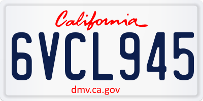 CA license plate 6VCL945