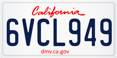 CA license plate 6VCL949