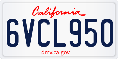 CA license plate 6VCL950