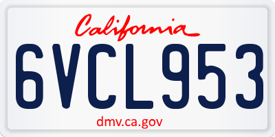 CA license plate 6VCL953