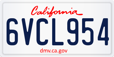 CA license plate 6VCL954