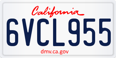 CA license plate 6VCL955